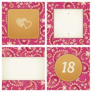 Vintage greeting cards with floral motifs in east style N2