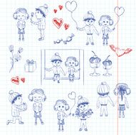 Valentine boy and girl in love set of romantic pictures N2