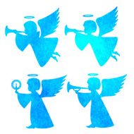 watercolor silhouette of an angel watercolor painting on white background N20