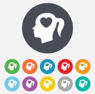Head with heart sign icon Female woman head N4