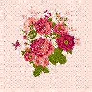 Vintage Roses Background with Butterflies N4