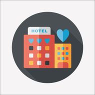 Valentine&#039;s day hotel flat icon with long shadow eps10 N35
