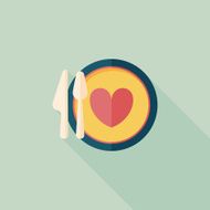 Valentine&#039;s Day dinner flat icon with long shadow eps10 N7