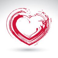 Hand drawn red love heart icon brush drawing loving