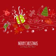 Red multylayered card with Christmas drawing N2