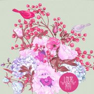 Gentle Spring Floral Bouquet with Birds N3