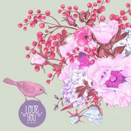 Gentle Spring Floral Bouquet with Birds N4