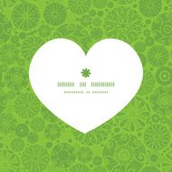 Vector abstract green and white circles heart silhouette pattern frame