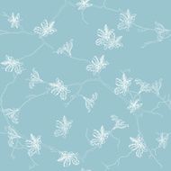 Aquamarine floral calm seamless vector pattern