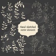 Hand sketched vintage floral elements
