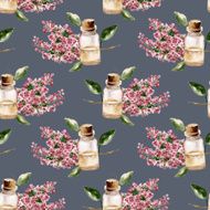 Seamless pattern with the branch of flowers perfume bottle N6