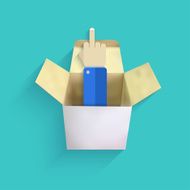 vector modern finger up with box