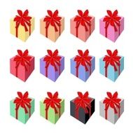 Set of Beautiful Gift Boxes with Red Ribbon