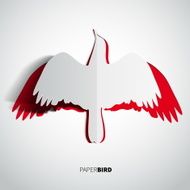 Greeting card with paper cut bird - vector