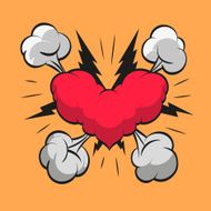 Heart shape boom clouds vector illustration