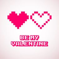 Vector pixel hearts for Valentine&#039;s day cards designs