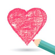 Pencil hand-drawn sketch heart vector background template