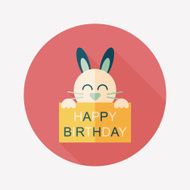 Happy birthday rabbit card flat icon with long shadow eps10 N30