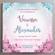 Wedding Invitation Floral square card 14 5 cm N6