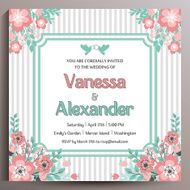 Wedding Invitation Floral square card 14 5 cm N7