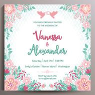 Wedding Invitation Floral square card 14 5 cm N8