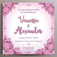 Romantic Wedding Invitation Floral square card 14 5 cm N24