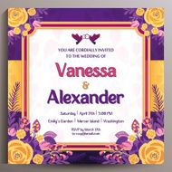 Romantic Wedding Invitation Floral square card 14 5 cm N25