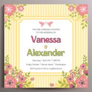 Vintage Wedding Invitation Floral square card 14 5 cm