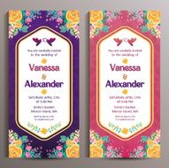 Wedding Invitation Two floral vertical cards size is 10x21 cm N8