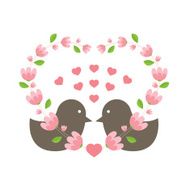 Love Birds Wearing A Heart Wreath
