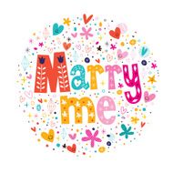 Marry me retro typography lettering decorative text design