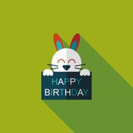Happy birthday rabbit card flat icon with long shadow eps10 N31