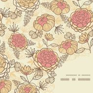 Vintage brown pink flowers frame corner pattern background N2