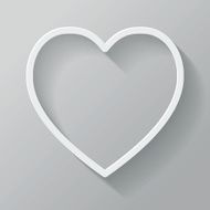 Heart Paper Thin Line Interface Icon With Long Shadow