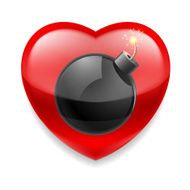 Red heart with bomb