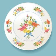 Baroque bouquet of wildflowers on white plate N10
