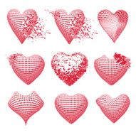 Set of red broken hearts