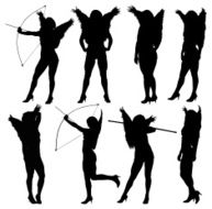 Female angel in various actions