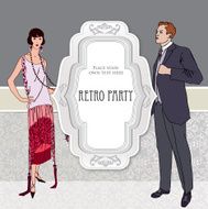 Retro Party Poster Design Girl in 1930s Fashion Style N2