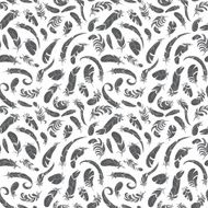 black feather seamless pattern