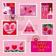 Valentine&acute;s day Stamps Set