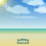 Beach and tropical sea with bright sun EPS10 vector