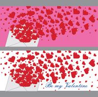 Love letter with hearts Valentines Banners Vector