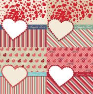 Love romantic Design Template set with hearts and strips