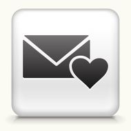 White Square Button with Love Letter and Heart N2