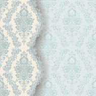 Vintage blue damask invitation card
