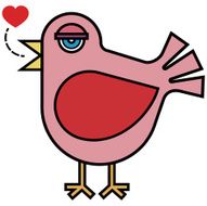 Pink Bird with Heart