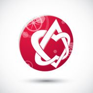 Two hearts combined symbol abstract icon 3d vector symbol
