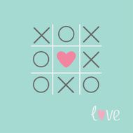 Tic tac toe game cross heart sign Love Blue Flat