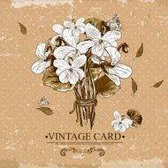 Vintage Monochrome Floral Card with Violets